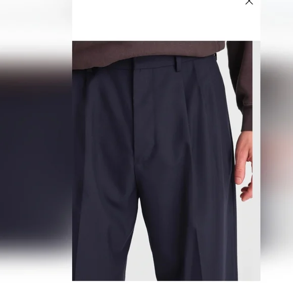 Madewell Men's Cotton-Wool Blend Pleated Trousers Pants Navy 35x32 NWT - Picture 4 of 8